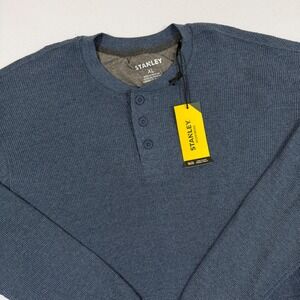 STANLEY WORKWEAR Long Sleeve Thermal Henley Shirt Blue Heather XL Work Utility
